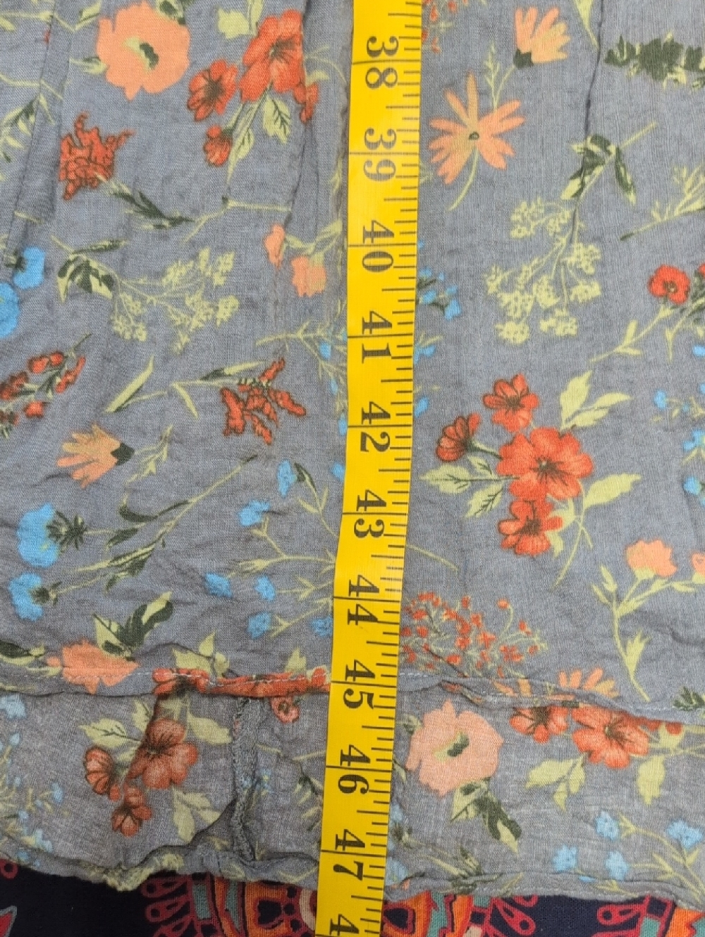 Natural Life Floral Dress.Gray Orange Tiered. - Picture 6 of 8